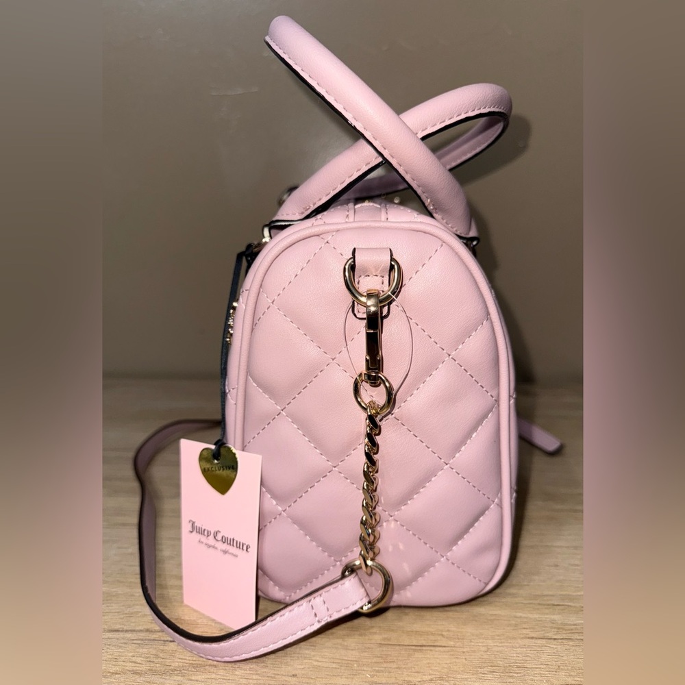 NWT Juicy Couture "Juicy Girl Only Satchel" Dusty Blush Pink Color Quilted Bag - Picture 12 of 13